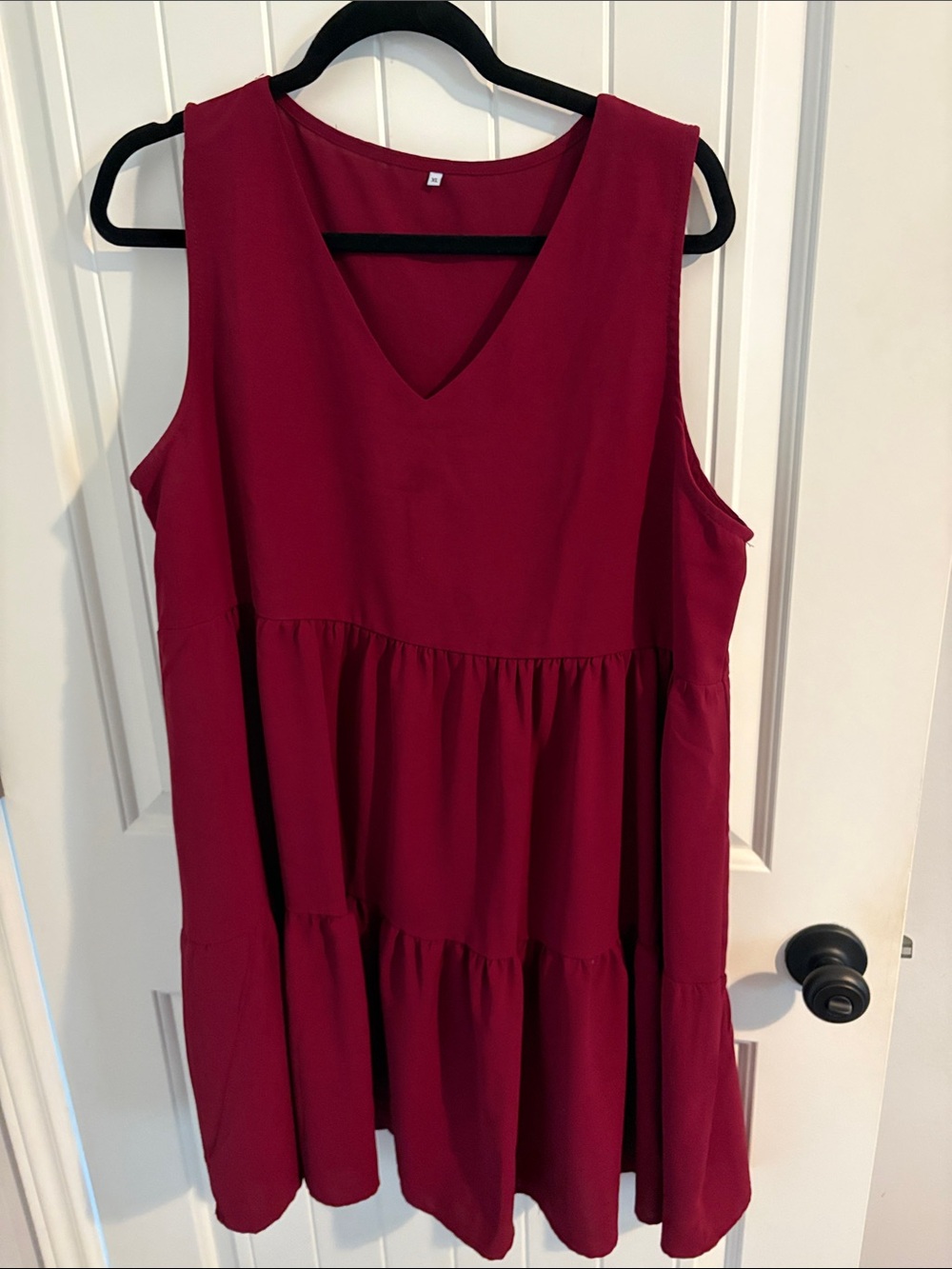 Amazon Women’s Sleeveless V-Neck Tiered Dress in Burgundy